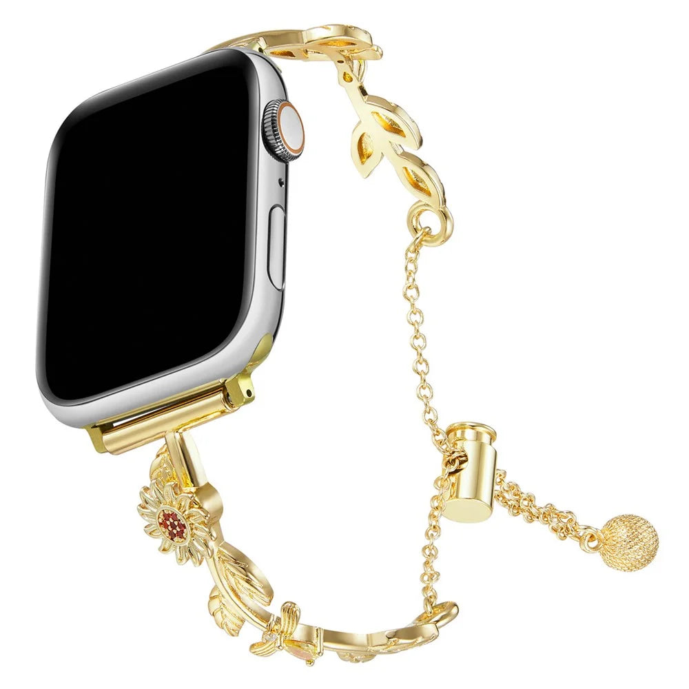 For Apple Watch Series 11 10 42mm / 9 8 7 41mm / SE3 SE2 SE 6 5 4 40mm / 3 2 1 38mm Zinc Alloy Watch Strap - Gold - 3
