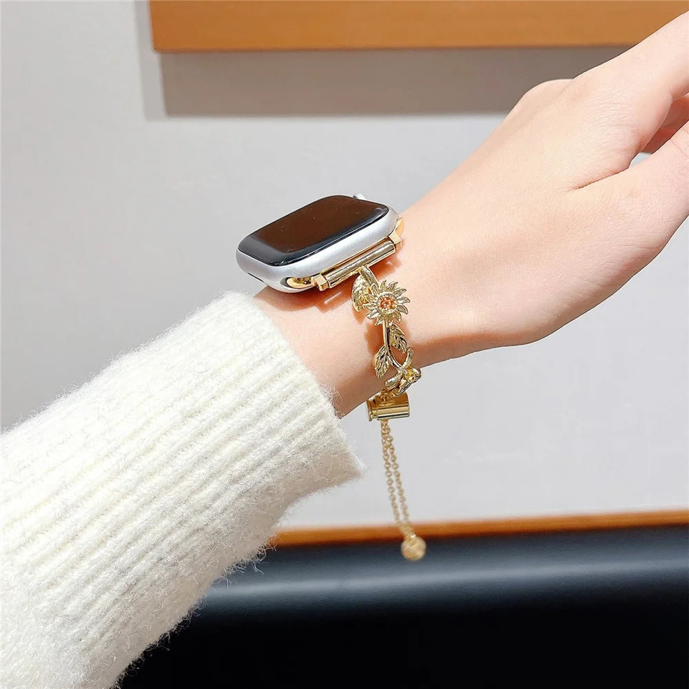 For Apple Watch Series 11 10 42mm / 9 8 7 41mm / SE3 SE2 SE 6 5 4 40mm / 3 2 1 38mm Zinc Alloy Watch Strap - Gold - 4