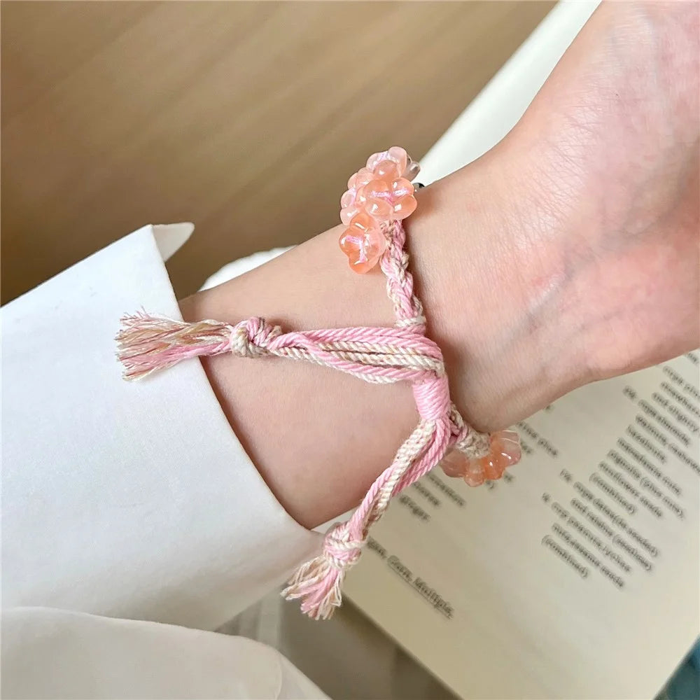 For Apple Watch Series 11 10 42mm / 9 8 7 41mm / SE3 SE2 SE 6 5 4 40mm / 3 2 1 38mm Braided Rope Bracelet Watch Strap - Pink - 4