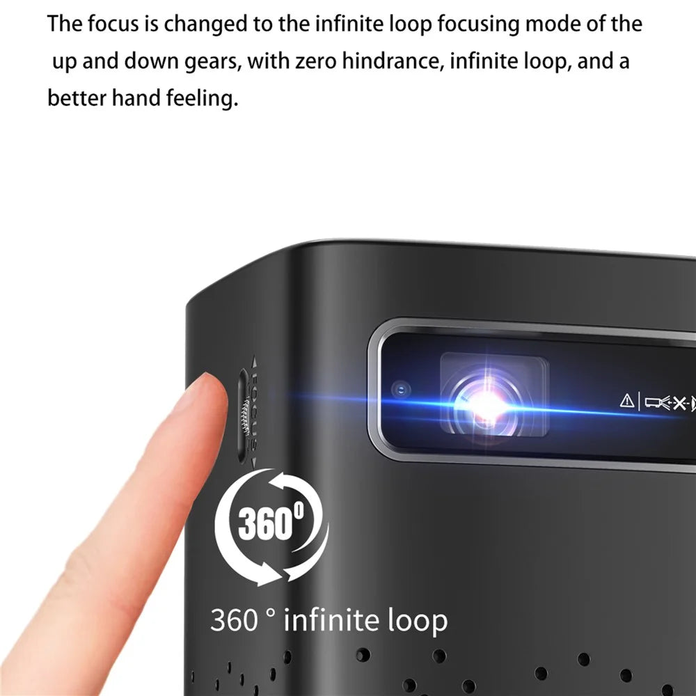 C900 Android 9.0 WiFi Mini DLP Projector 960x540P High Definition Pocket Home Theater - Black / US Plug - 6