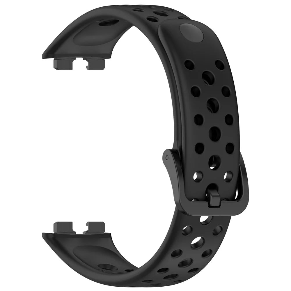 For Huawei Band 9 / 9 NFC / 8 / 8 NFC Breathable Holes Replacement Band Silicone Watch Strap - Black - 2