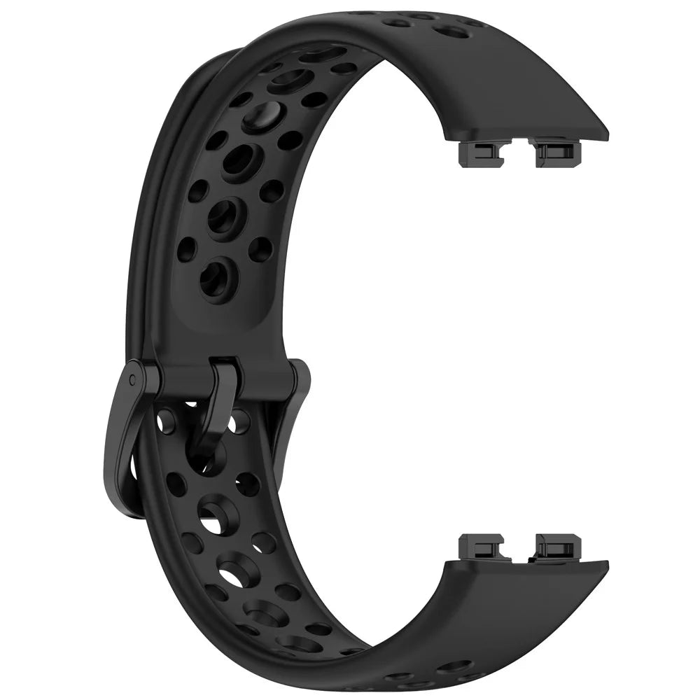 For Huawei Band 9 / 9 NFC / 8 / 8 NFC Breathable Holes Replacement Band Silicone Watch Strap - Black - 3