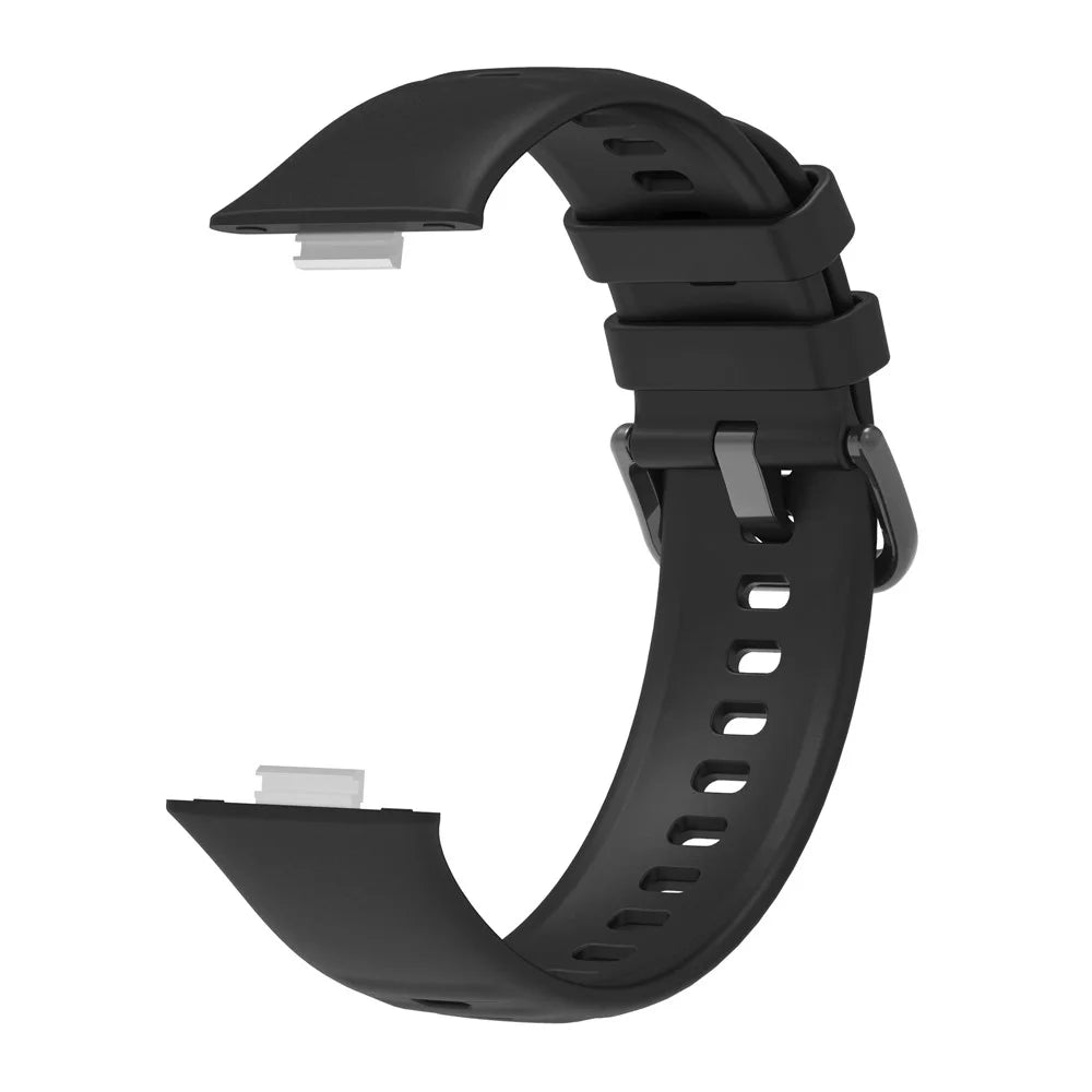 For Huawei Watch Fit 3 Silicone Watch Band Adjustable Strap Replacement - Black - 1