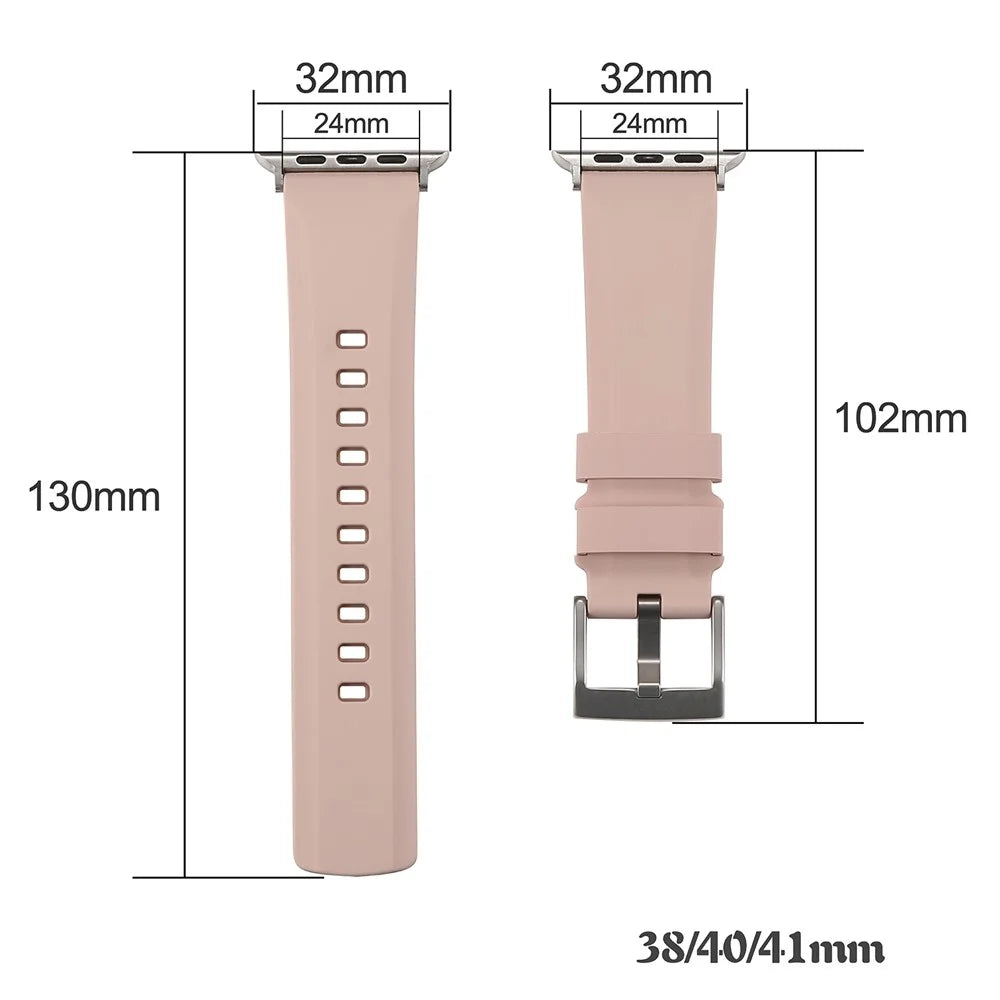 For Apple Watch Series 11 10 42mm / 9 8 7 41mm / SE3 SE2 SE 6 5 4 40mm / 3 2 1 38mm Silicone Watch Band - Pink - 3