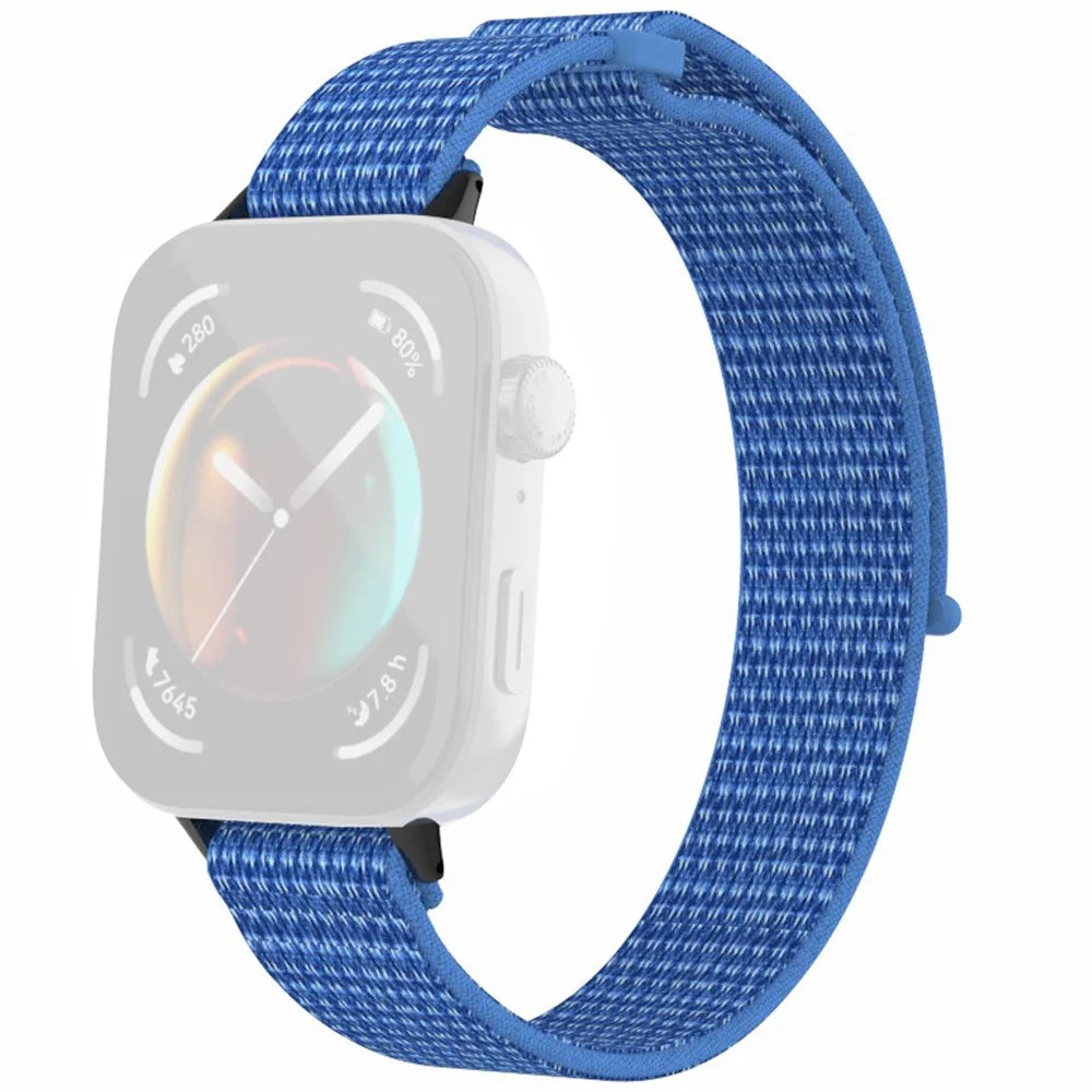 For Huawei Watch Fit 3 Watch Strap Magic Tape Nylon Wrist Band - Cape Blue - 1