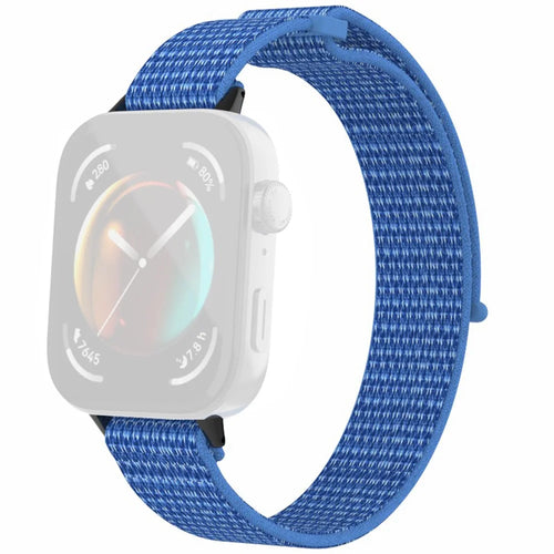 For Huawei Watch Fit 3 Watch Strap Magic Tape Nylon Wrist Band - Cape Blue - 1