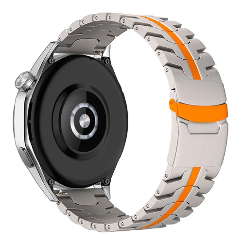 For Huawei Watch 4  /  4 Pro  /  Watch GT 4 46mm Watch Band 22mm Pure Titanium Wrist Strap - Titanium+Orange - 1