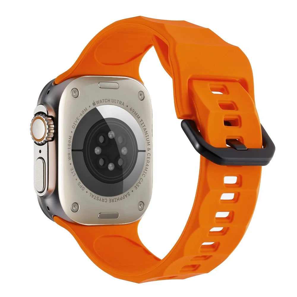 For Apple Watch Ultra 3 2 1 49mm / Series 11 10 46mm / 9 8 7 45mm / SE3 SE2 SE 6 5 4 44mm / 3 2 1 42mm Silicone Watch Strap - Orange - 1