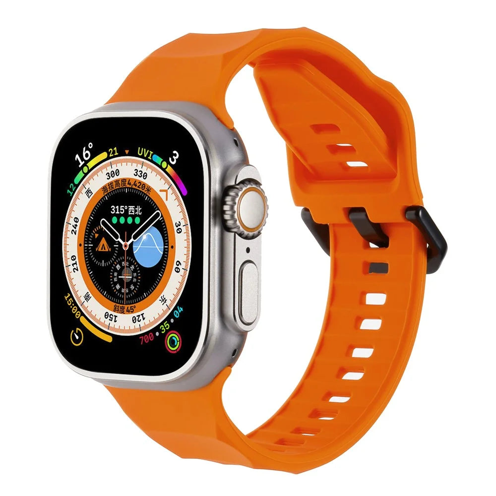 For Apple Watch Ultra 3 2 1 49mm / Series 11 10 46mm / 9 8 7 45mm / SE3 SE2 SE 6 5 4 44mm / 3 2 1 42mm Silicone Watch Strap - Orange - 2
