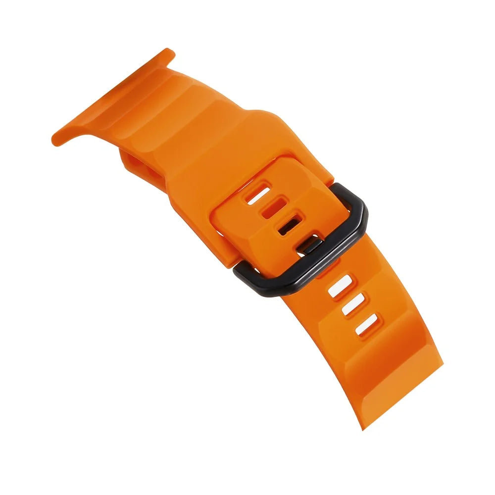 For Apple Watch Ultra 3 2 1 49mm / Series 11 10 46mm / 9 8 7 45mm / SE3 SE2 SE 6 5 4 44mm / 3 2 1 42mm Silicone Watch Strap - Orange - 3