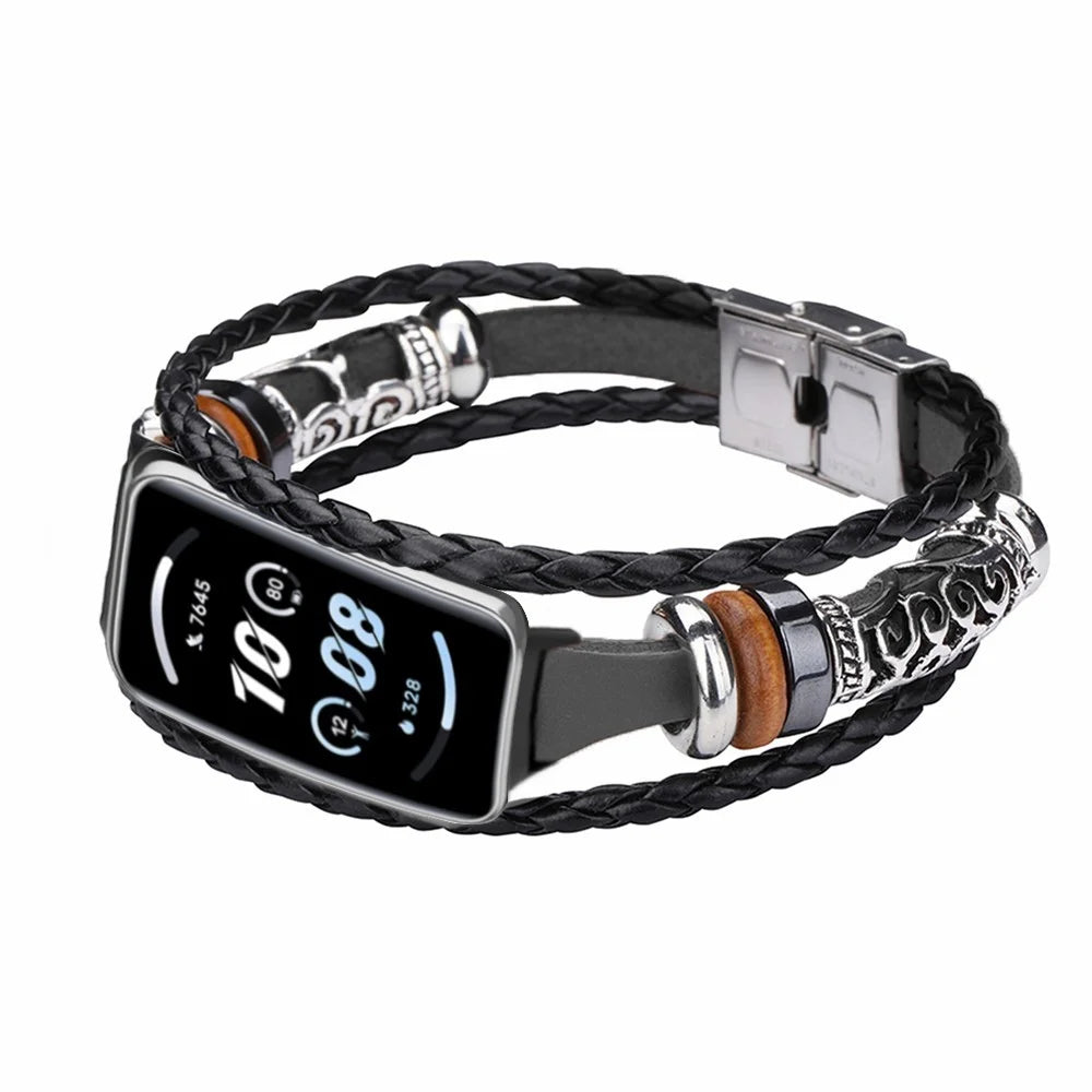 For Honor Band 9 Replacement Band Ethnic Retro Style Watch Strap - Black - 3