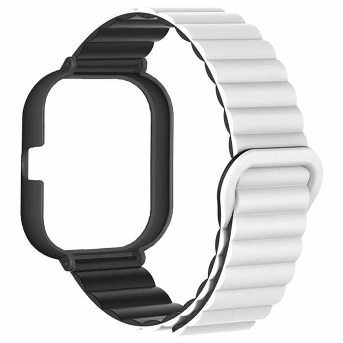 For Xiaomi Redmi Watch 4 Silicone Watch Strap Dual Color Magnetic Band with PC Case - White+Black - 3