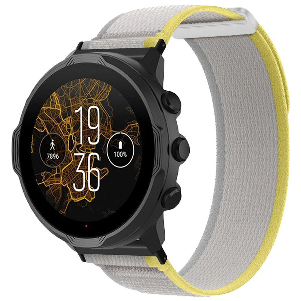 For Suunto Spartan Sport Wrist HR Baro / Suunto 9 Nylon Watch Band 24mm Loop Fastener Strap - Beige - 2