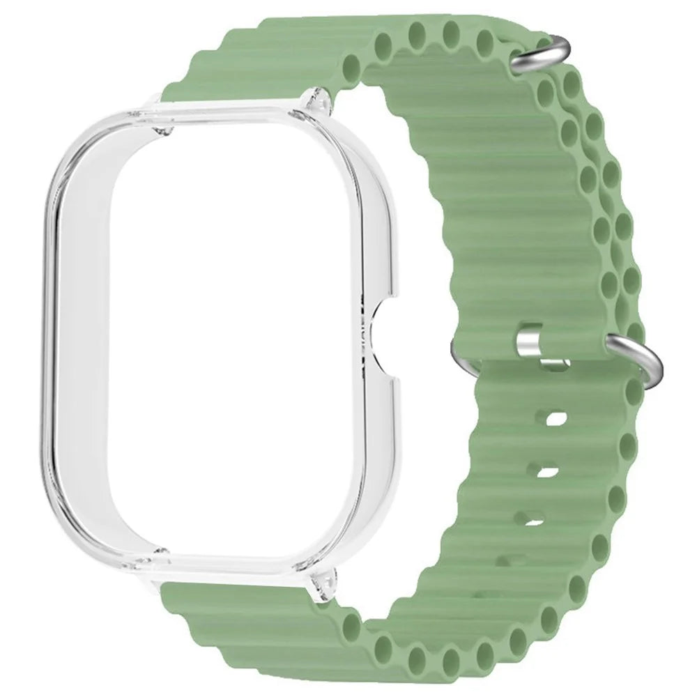 For Xiaomi Redmi Watch 4 Silicone Strap Ocean Sport Watch Band with Transparent Case - Light Green - 2