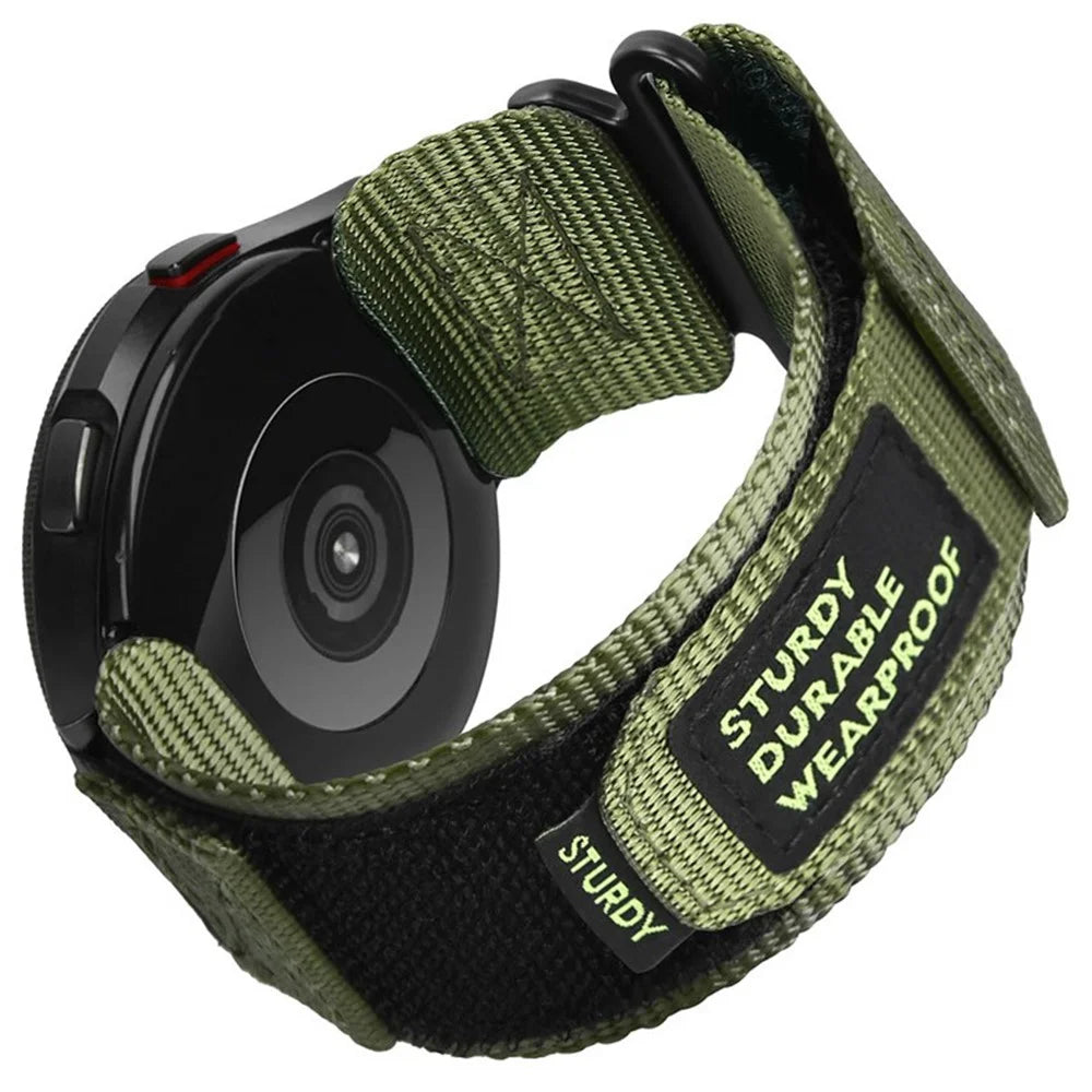For Samsung Galaxy Watch6 / Watch 5 / Watch4 Nylon Watch Band 22mm Adjustable Wrist Strap - Army Green - 1