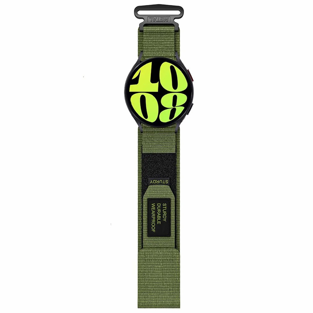 For Samsung Galaxy Watch6 / Watch 5 / Watch4 Nylon Watch Band 22mm Adjustable Wrist Strap - Army Green - 4