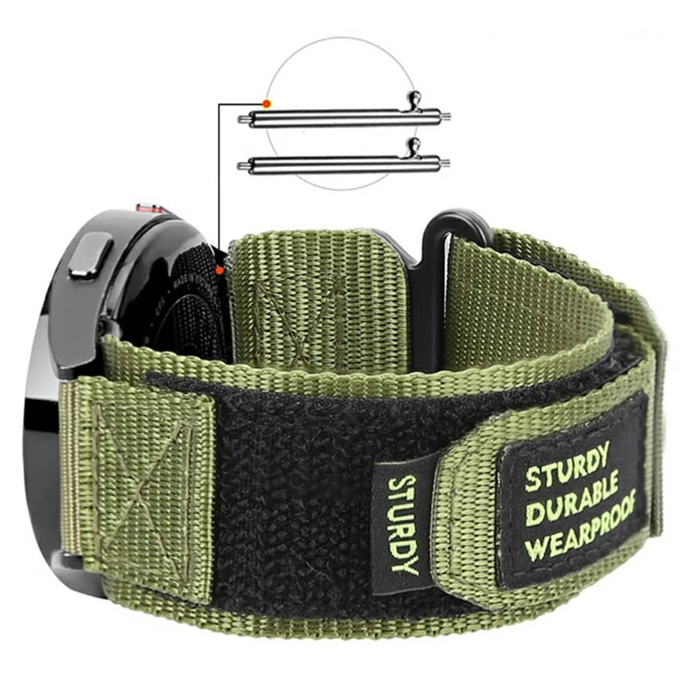 For Samsung Galaxy Watch6 / Watch 5 / Watch4 Nylon Watch Band 22mm Adjustable Wrist Strap - Army Green - 6