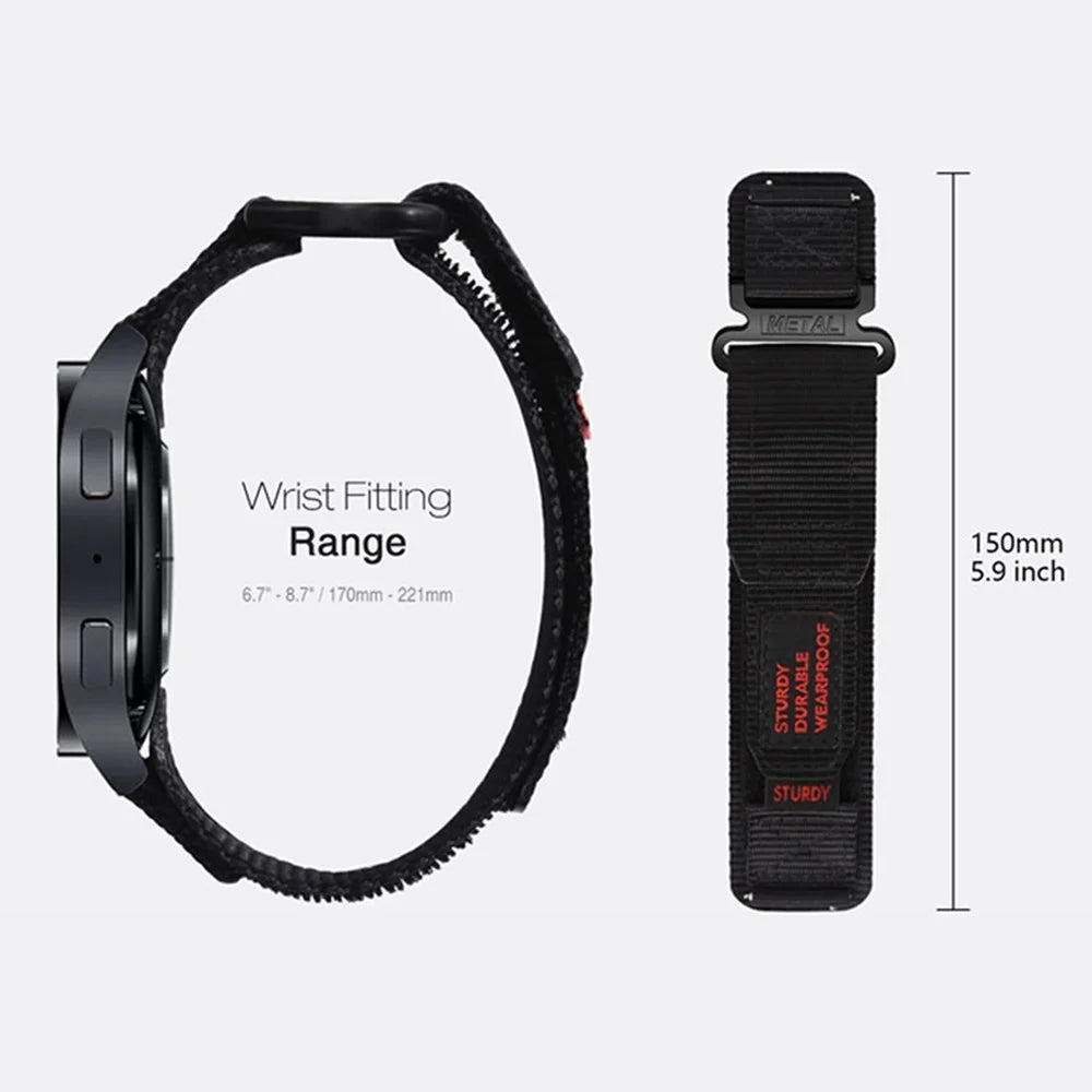 For Samsung Galaxy Watch6 / Watch 5 / Watch4 Nylon Watch Band 22mm Adjustable Wrist Strap - Army Green - 7