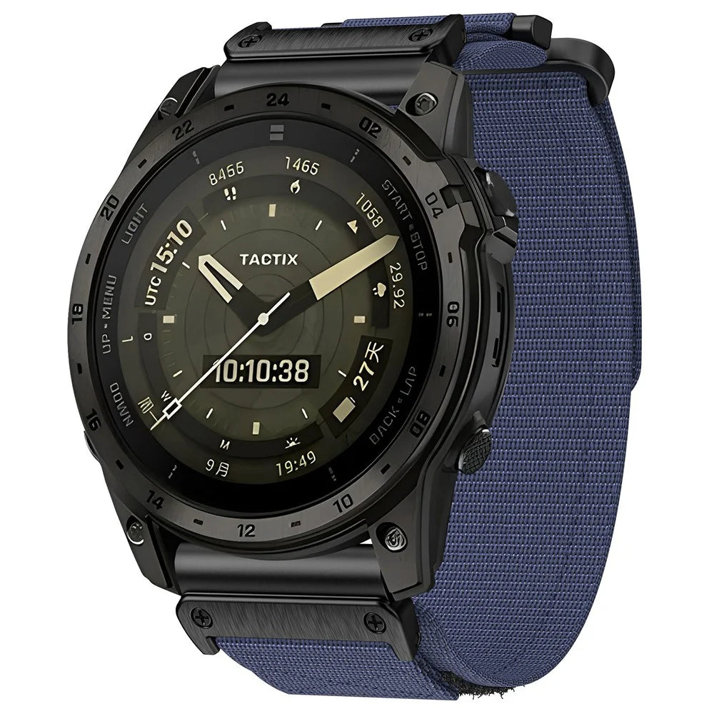 For Garmin Quatix 7 Pro / Approach S62 Watch Band 22mm Quick Release Nylon Sports Strap - Midnight Blue - 2