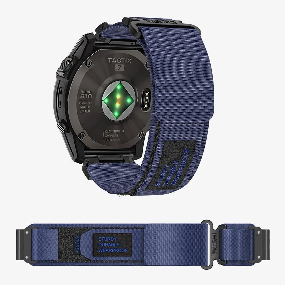For Garmin Quatix 7 Pro / Approach S62 Watch Band 22mm Quick Release Nylon Sports Strap - Midnight Blue - 5