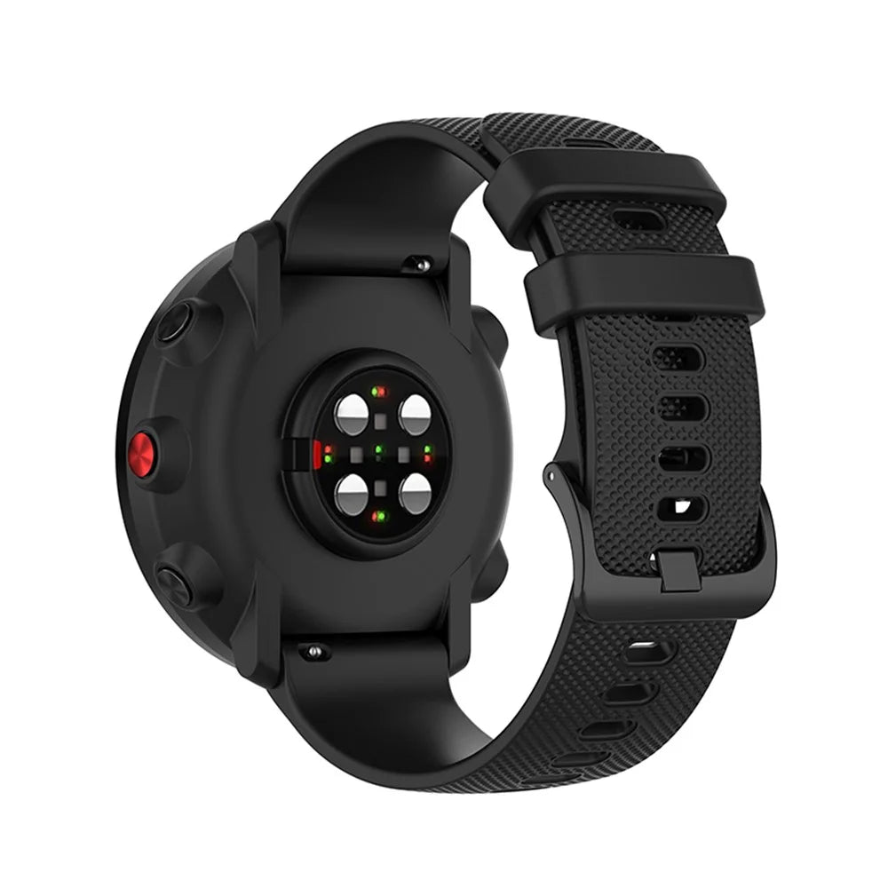 22mm Grid Texture Watch Band for Polar Vantage M/Garmin Active/Huawei Watch GT, Adjustable Silicone Wrist Strap Replacement - Black - 1