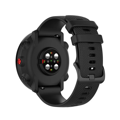 22mm Grid Texture Watch Band for Polar Vantage M/Garmin Active/Huawei Watch GT, Adjustable Silicone Wrist Strap Replacement - Black - 1