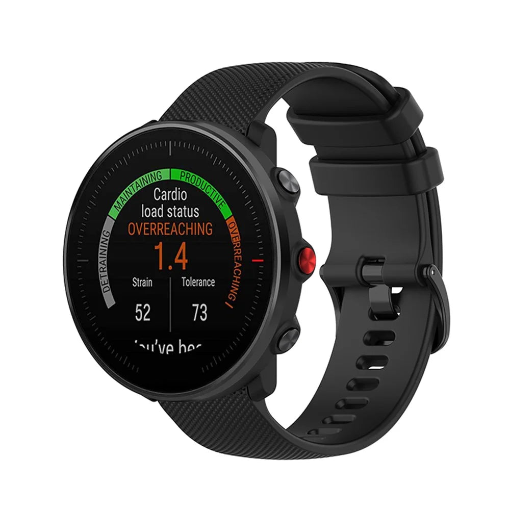 22mm Grid Texture Watch Band for Polar Vantage M/Garmin Active/Huawei Watch GT, Adjustable Silicone Wrist Strap Replacement - Black - 2