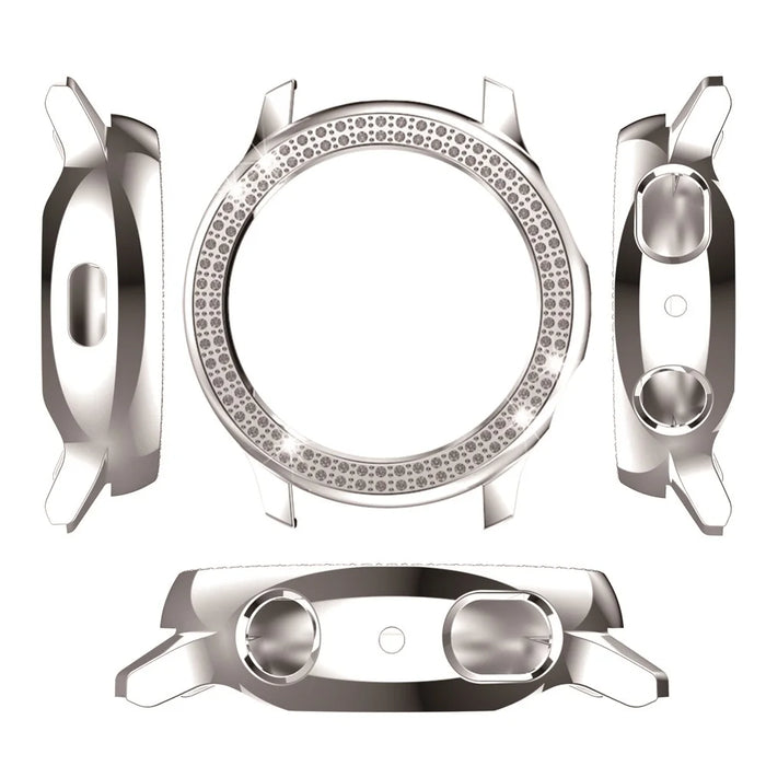 Double Row Rhinestone Decor Hard PC Frame Bumper Case for Samsung Galaxy Watch Active2 44mm - Silver - 4
