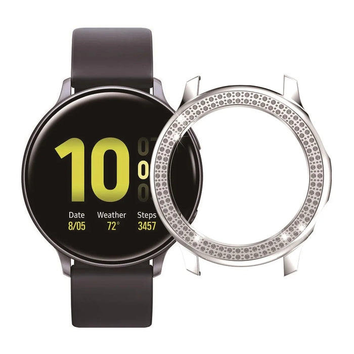 Double Row Rhinestone Decor Hard PC Frame Bumper Case for Samsung Galaxy Watch Active2 44mm - Silver - 5
