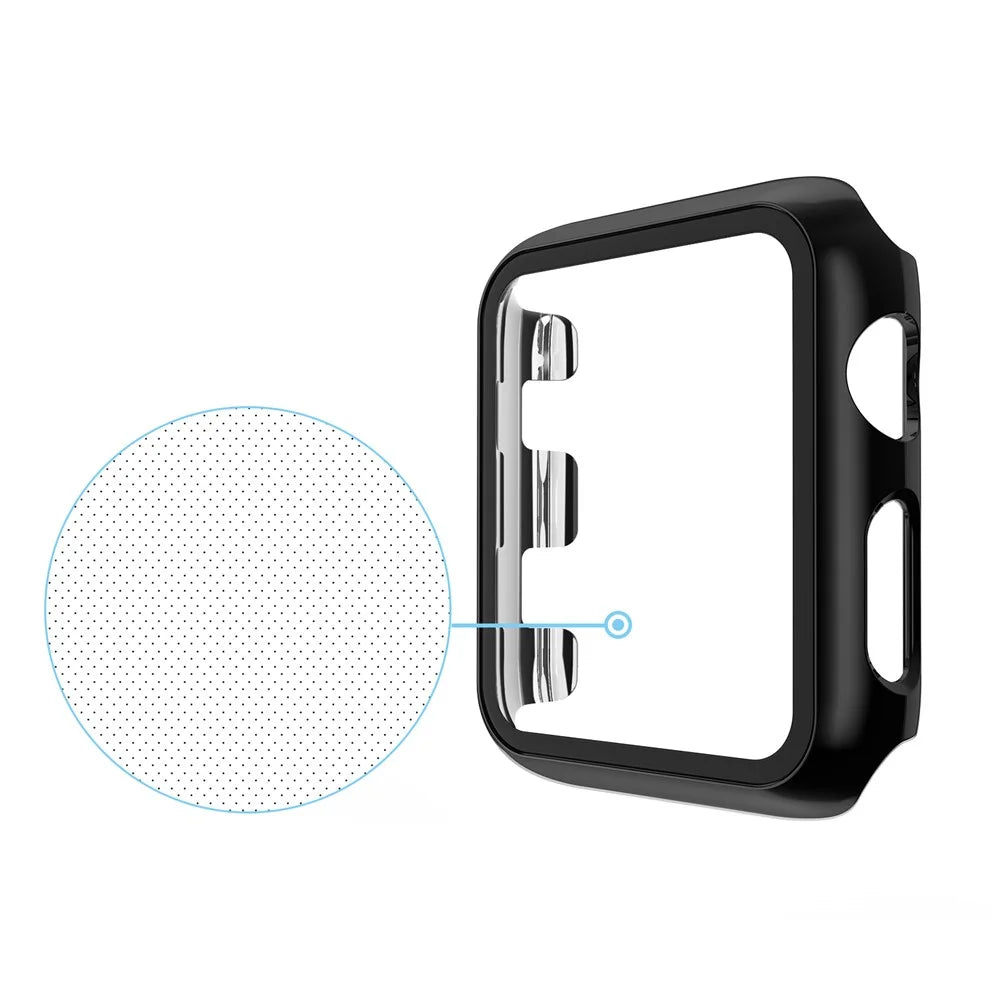 Plating Frame PC + Tempered Glass Watch Case for Apple Watch Series 3 / 2 / 1 38mm - Black - 2