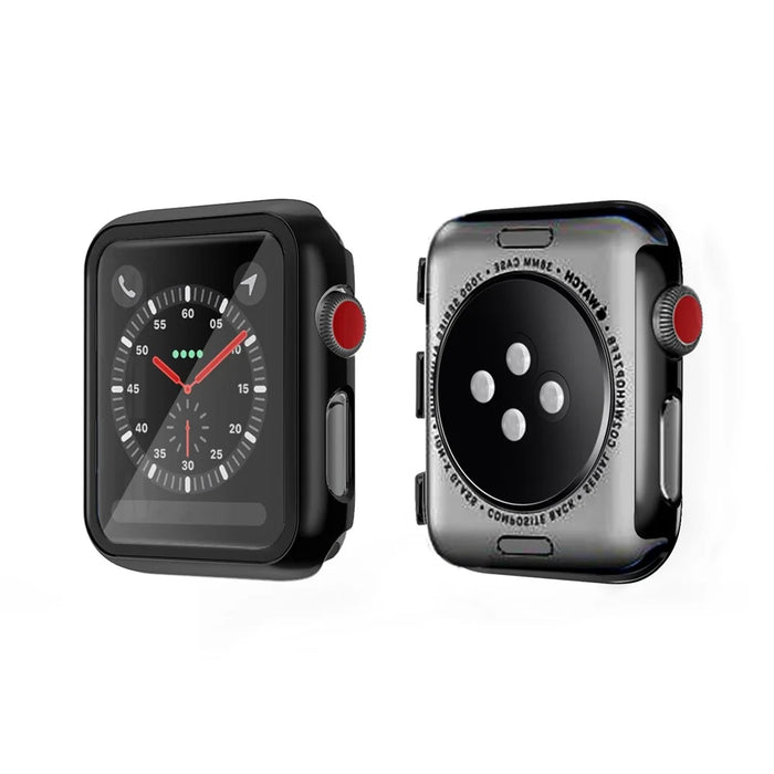 Plating Frame PC + Tempered Glass Watch Case for Apple Watch Series 3/2/1 42mm - Black - 7