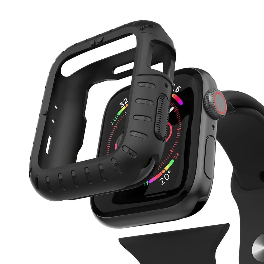 Soft Silicone Protective Case Frame Shell for Apple Watch Series SE3 / SE2 / SE1 /  6 / 5 / 4 40mm - Black - 2