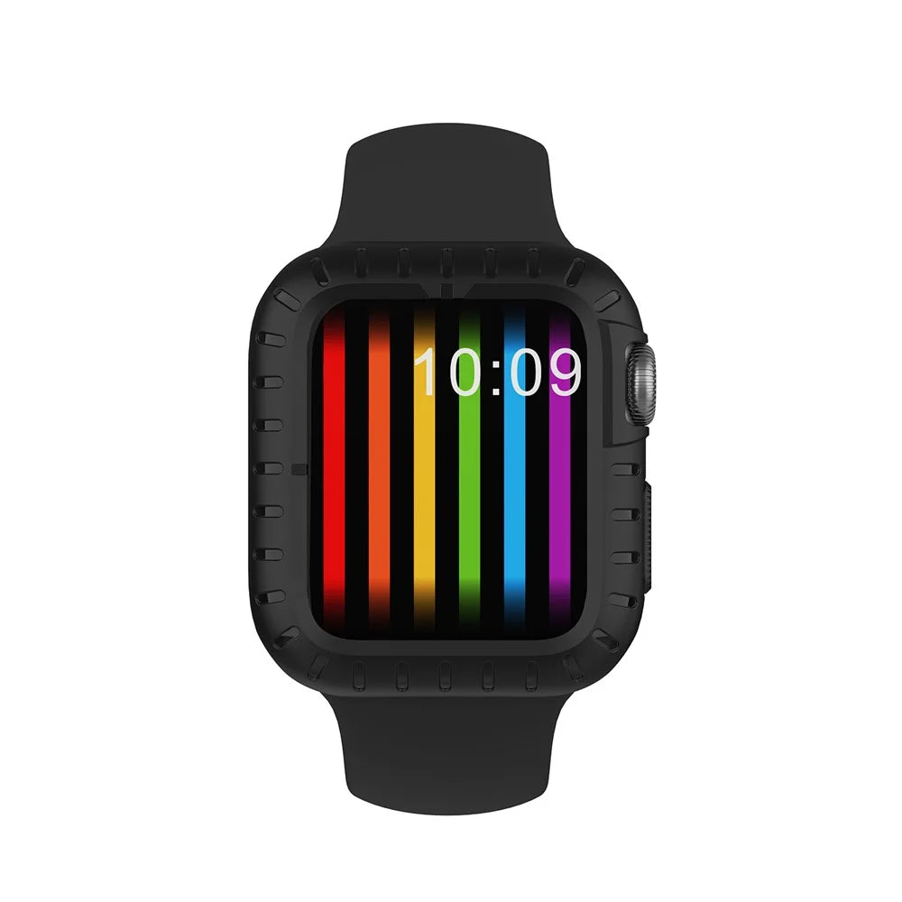 Soft Silicone Protective Case Frame Shell for Apple Watch Series SE3 / SE2 / SE1 /  6 / 5 / 4 40mm - Black - 7
