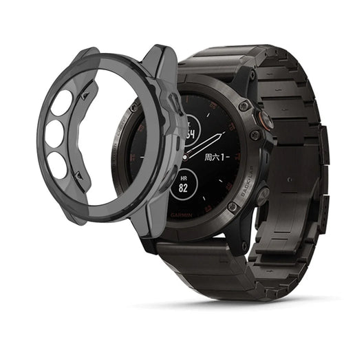 Clear Soft TPU Unique Cover for Garmin Fenix 5S - Black - 1