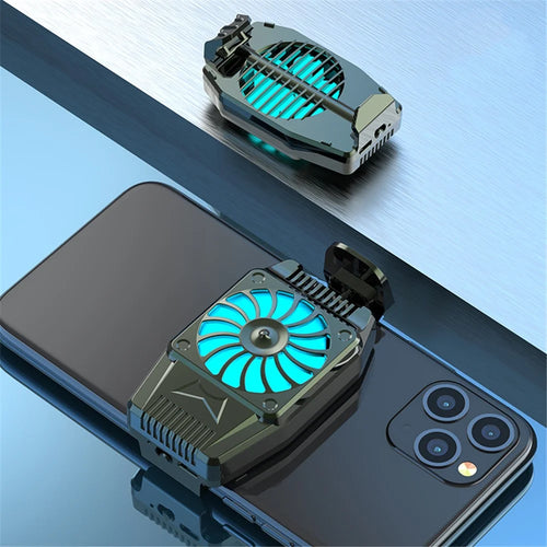H15 Mobile Phone Radiator Fan Mini Snap-on Smartphone Heat Dissipation Cooler [Rechargeable] - Blackish Green - 1