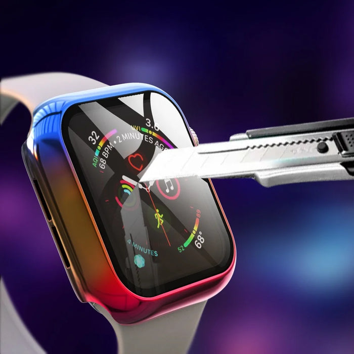 Gradient Color PC Frame Intergrated Tempered Glass Screen Protector Smart Watch Case for Apple Watch Series SE3 / SE2 / SE1 /  6 / 5 / 4 44mm - 4