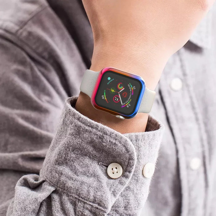 Gradient Color PC Frame Intergrated Tempered Glass Screen Protector Smart Watch Case for Apple Watch Series SE3 / SE2 / SE1 /  6 / 5 / 4 44mm - 6