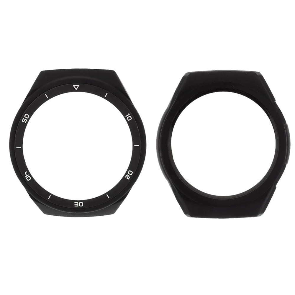 Rubberized PC Frame Intergrated Tempered Glass Screen Protector Smart Watch Cover for Huawei Watch GT 2e - Black - 1