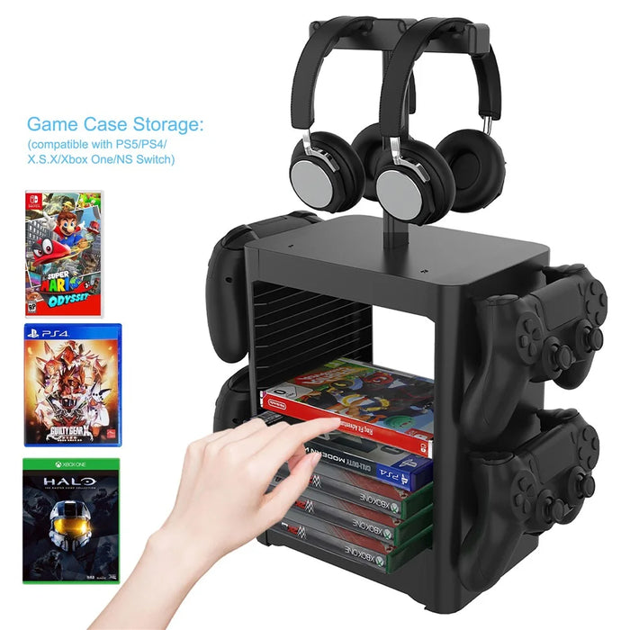 JYS-NS199 Game Accessories Game Disk Storage Rack Controller Organizer with Headphone Stand - 3