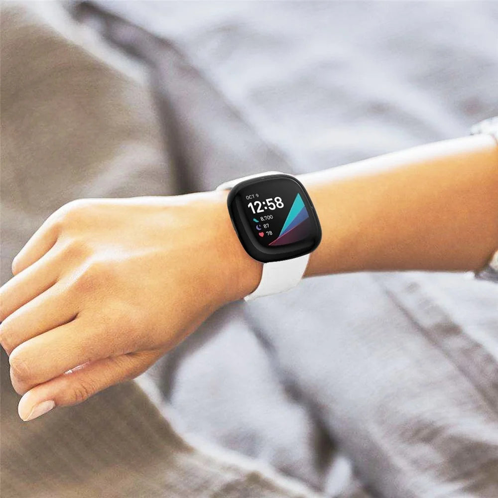 Soft TPU Electroplated Protective Case for Fitbit Versa 3/Sense Anti-scratch Full Protection Watch Cover - Black - 6