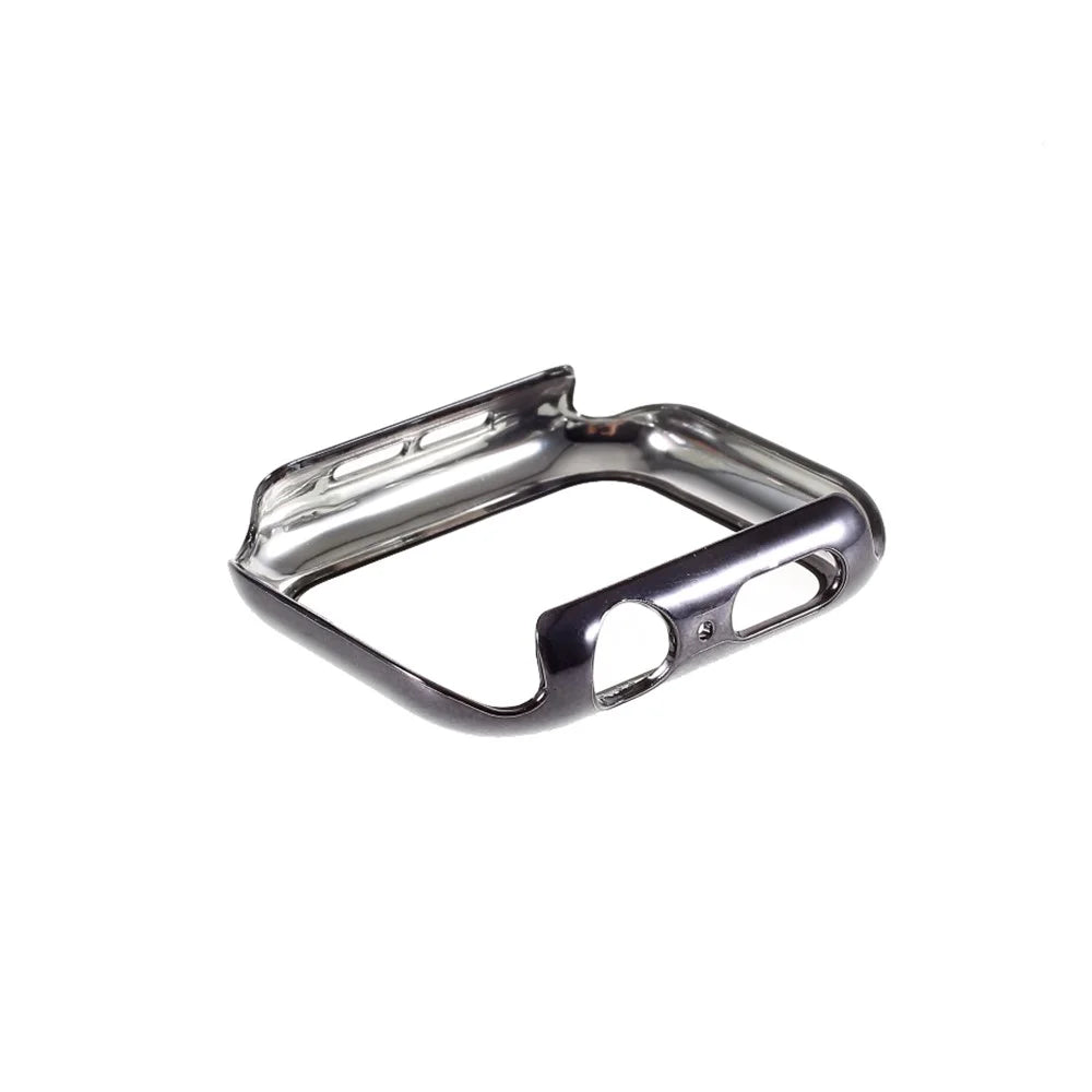 Electroplated PC Frame + Tempered Glass Screen Protector Case for Apple Watch Series SE / SE (2022) / 6 / 5 / 4 44MM - Black - 3