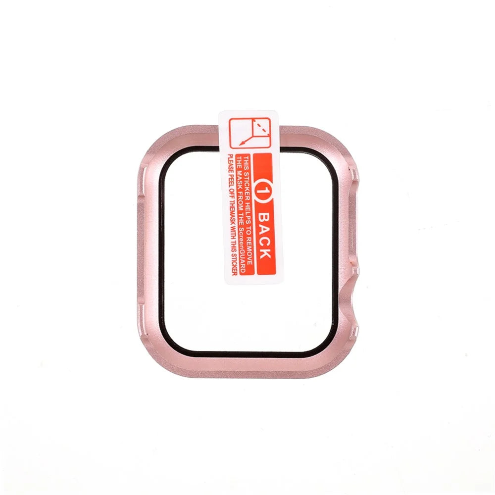 All-Wrapped Metal Watch Cover + Tempered Glass Screen Film for Apple Watch SE3 / SE2 / SE1 /  6 / 5 / 4 40mm - Rose Gold - 2