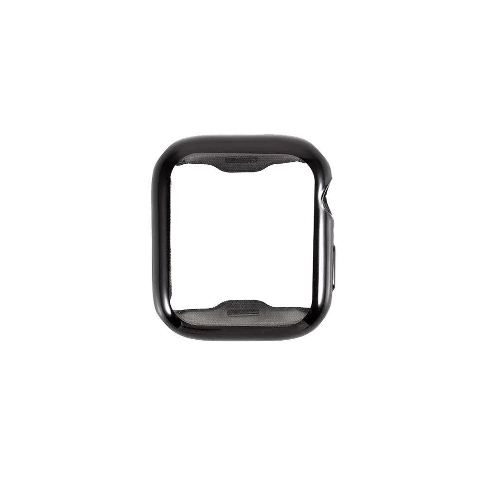 All-round Electroplating TPU Watch Cover + Tempered Glass Screen Protector for Apple Watch Series SE3 / SE2 / SE1 / 6 / 5 / 4 44mm - Black - 1