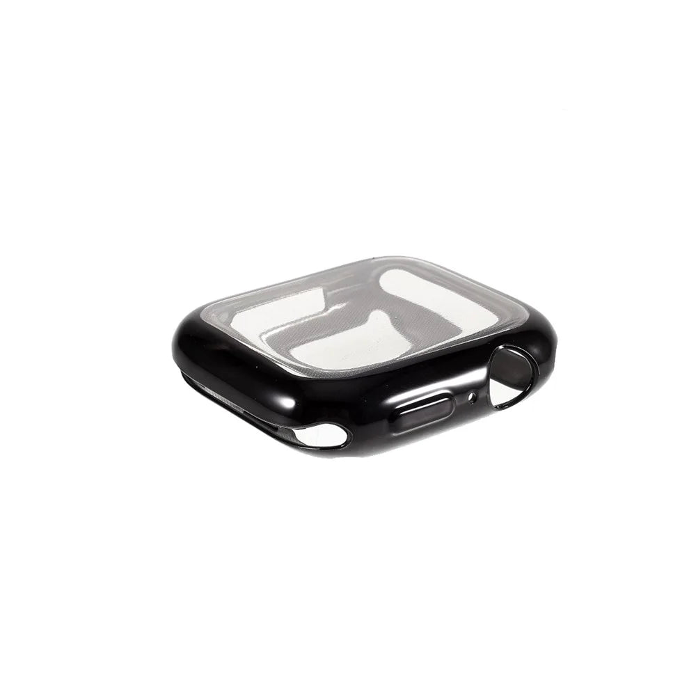 All-round Electroplating TPU Watch Cover + Tempered Glass Screen Protector for Apple Watch Series SE3 / SE2 / SE1 / 6 / 5 / 4 44mm - Black - 2