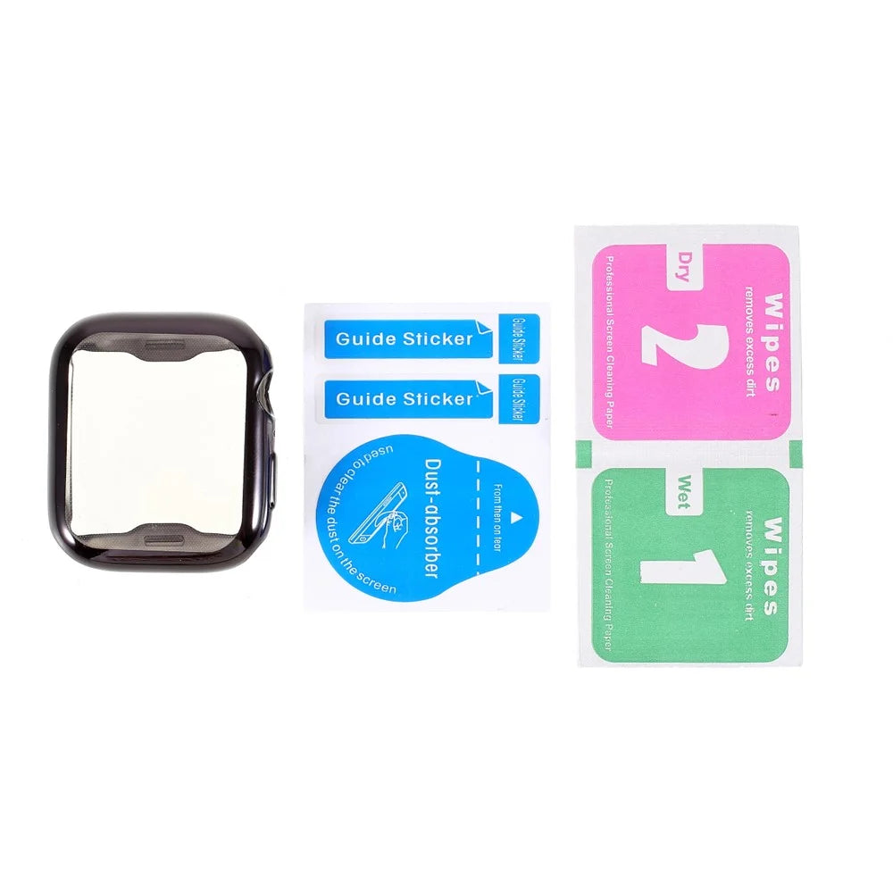 All-round Electroplating TPU Watch Cover + Tempered Glass Screen Protector for Apple Watch Series SE3 / SE2 / SE1 / 6 / 5 / 4 44mm - Black - 5