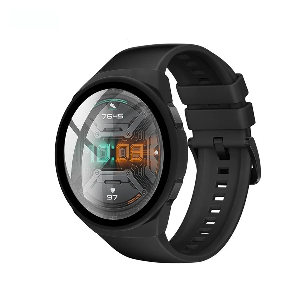 ENKAY HAT PRINCE ENK-AC8203 Matte PC Frame + Tempered Glass Protector Case for Huawei Watch GT 2e 46mm - Black - 3