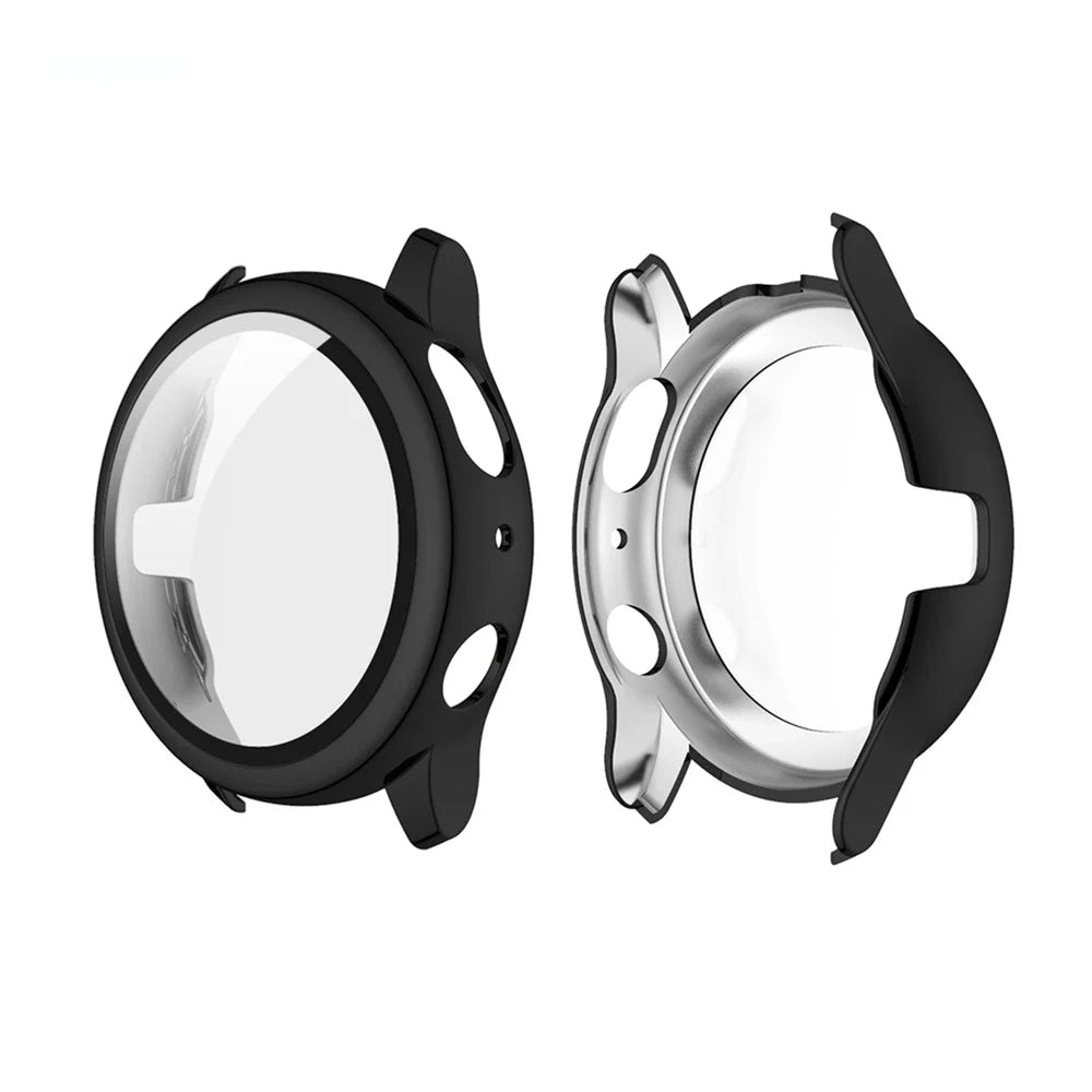 ENKAY HAT PRINCEENK-AC8205 Plating PC Frame Tempered Glass Protector Cover for Samsung Galaxy Watch Active2 44mm - Black - 1