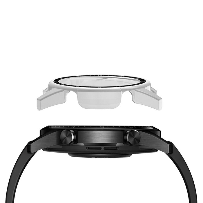Rubberized PC Frame + Tempered Glass Screen Case with Scale for Huawei Watch GT 2 46mm - Silver - 4