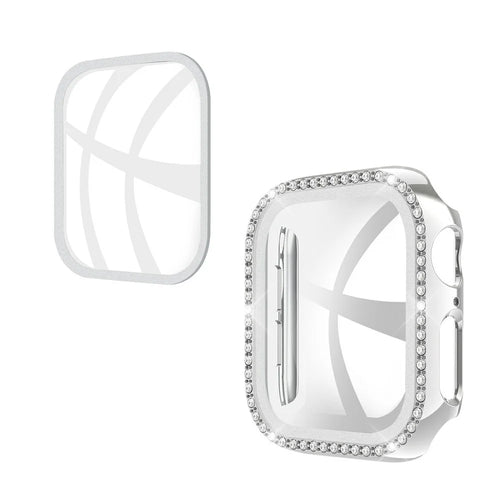 Rhinestone Decor Tempered Glass+PC All-round Protective Watch Case for Apple Watch Series 3/2/1 38mm - Silver - 1