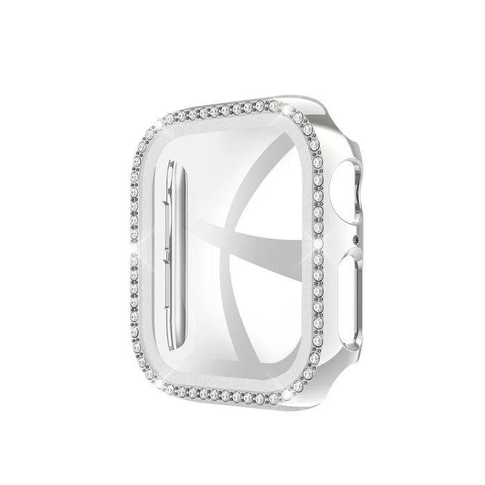 Rhinestone Decor Tempered Glass+PC All-round Protective Watch Case for Apple Watch Series 3/2/1 38mm - Silver - 2
